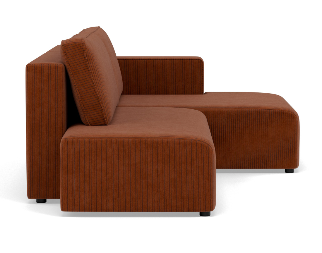 Canapé d'angle droit 4 places convertible avec coffre sans accoudoir en velours côtelé Topaze