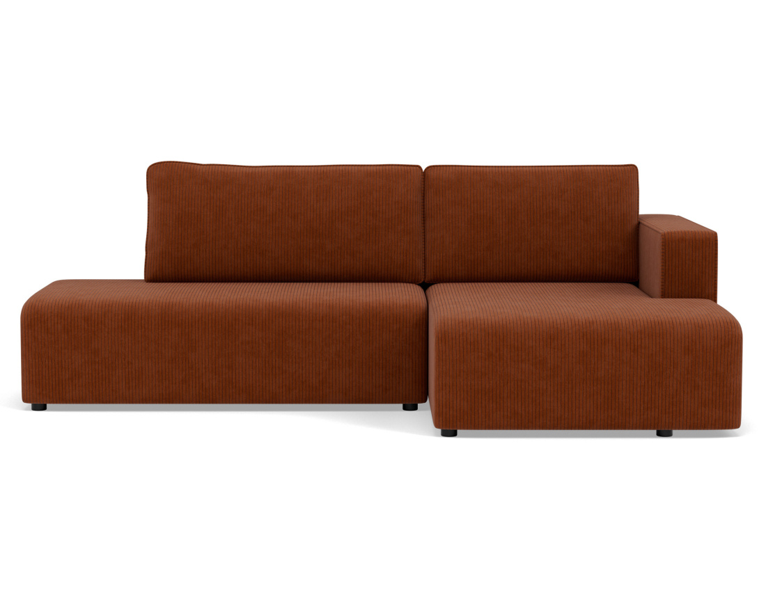 Canapé d'angle droit 4 places convertible avec coffre sans accoudoir en velours côtelé Topaze