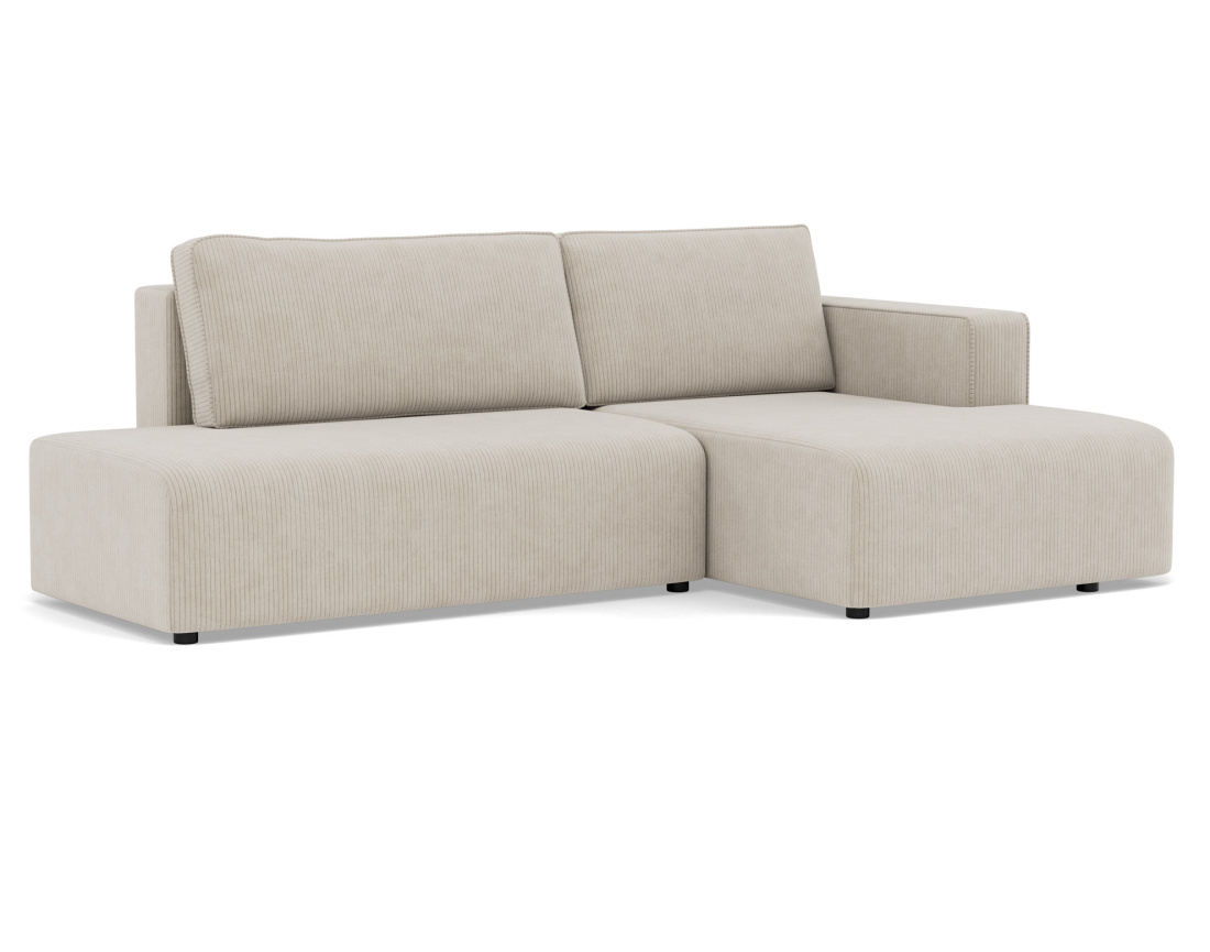 Canapé d'angle droit 4 places convertible avec coffre sans accoudoir en velours côtelé Topaze