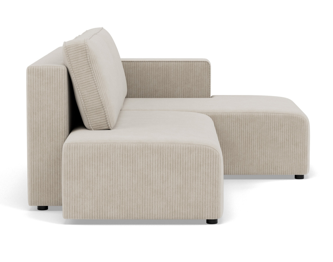 Canapé d'angle droit 4 places convertible avec coffre sans accoudoir en velours côtelé Topaze