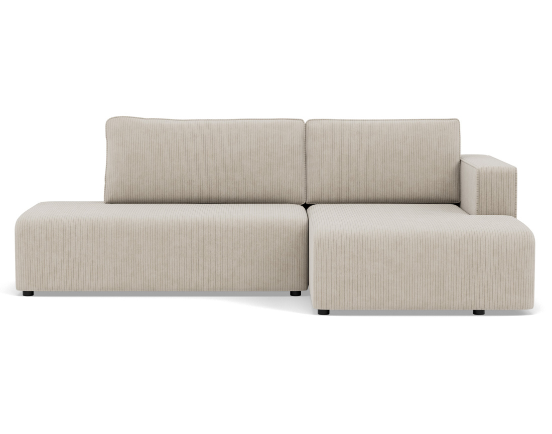 Canapé d'angle droit 4 places convertible avec coffre sans accoudoir en velours côtelé Topaze