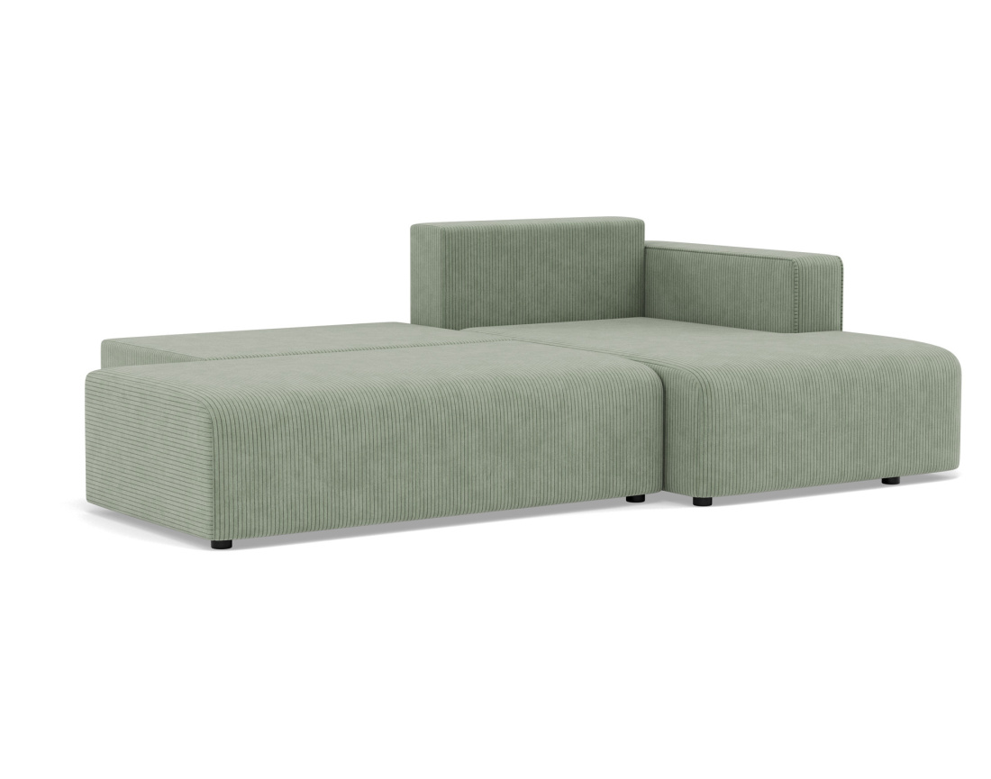 Canapé d'angle droit 4 places convertible avec coffre sans accoudoir en velours côtelé Topaze