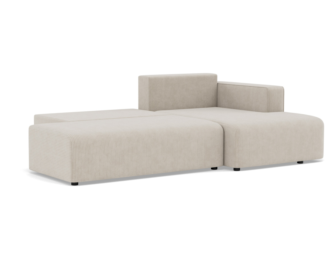 Canapé d'angle droit 4 places convertible avec coffre sans accoudoir en velours côtelé Topaze