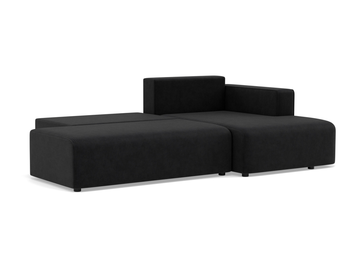 Canapé d'angle droit 4 places convertible avec coffre sans accoudoir en velours côtelé Topaze