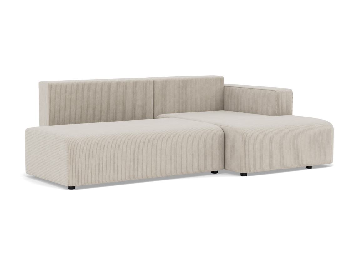 Canapé d'angle droit 4 places convertible avec coffre sans accoudoir en velours côtelé Topaze
