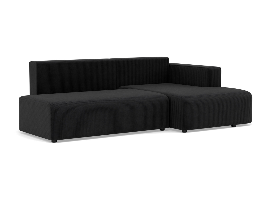 Canapé d'angle droit 4 places convertible avec coffre sans accoudoir en velours côtelé Topaze