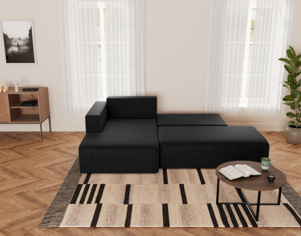 Canapé d'angle gauche 4 places convertible avec coffre sans accoudoir en velours côtelé Topaze