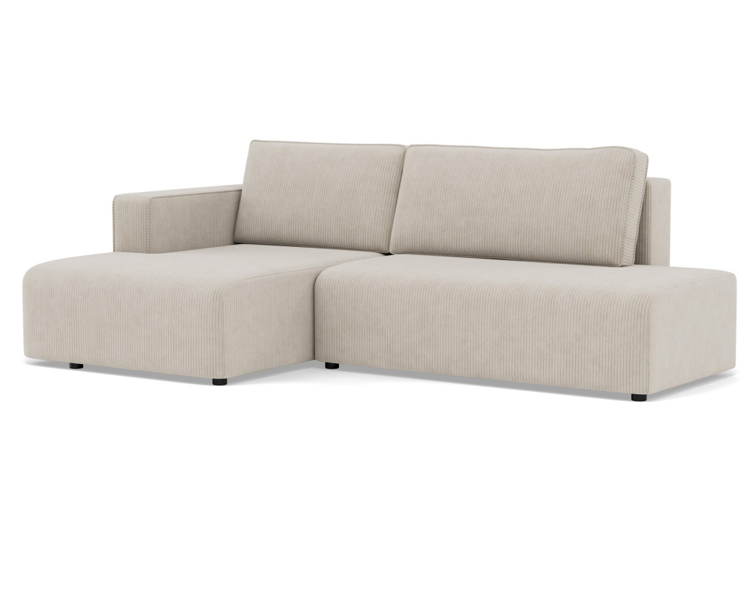 Canapé d'angle gauche 4 places convertible avec coffre sans accoudoir en velours côtelé Topaze