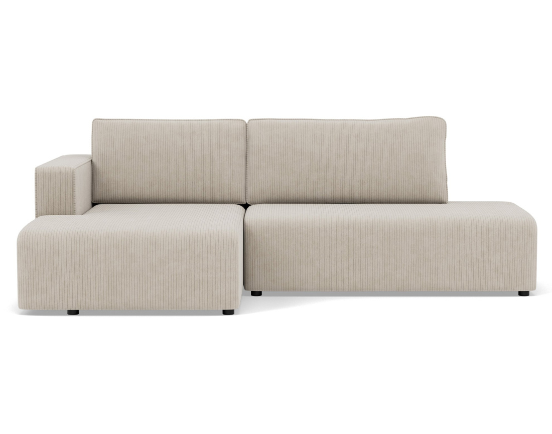 Canapé d'angle gauche 4 places convertible avec coffre sans accoudoir en velours côtelé Topaze