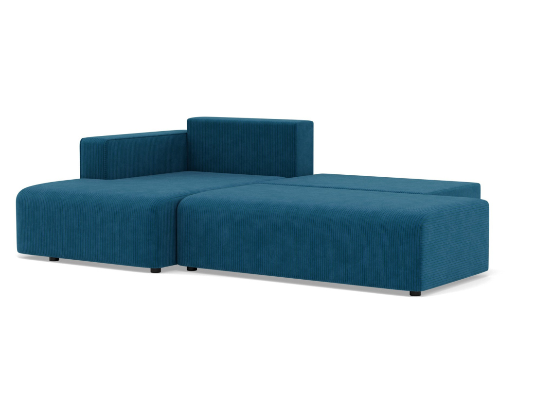 Canapé d'angle gauche 4 places convertible avec coffre sans accoudoir en velours côtelé Topaze