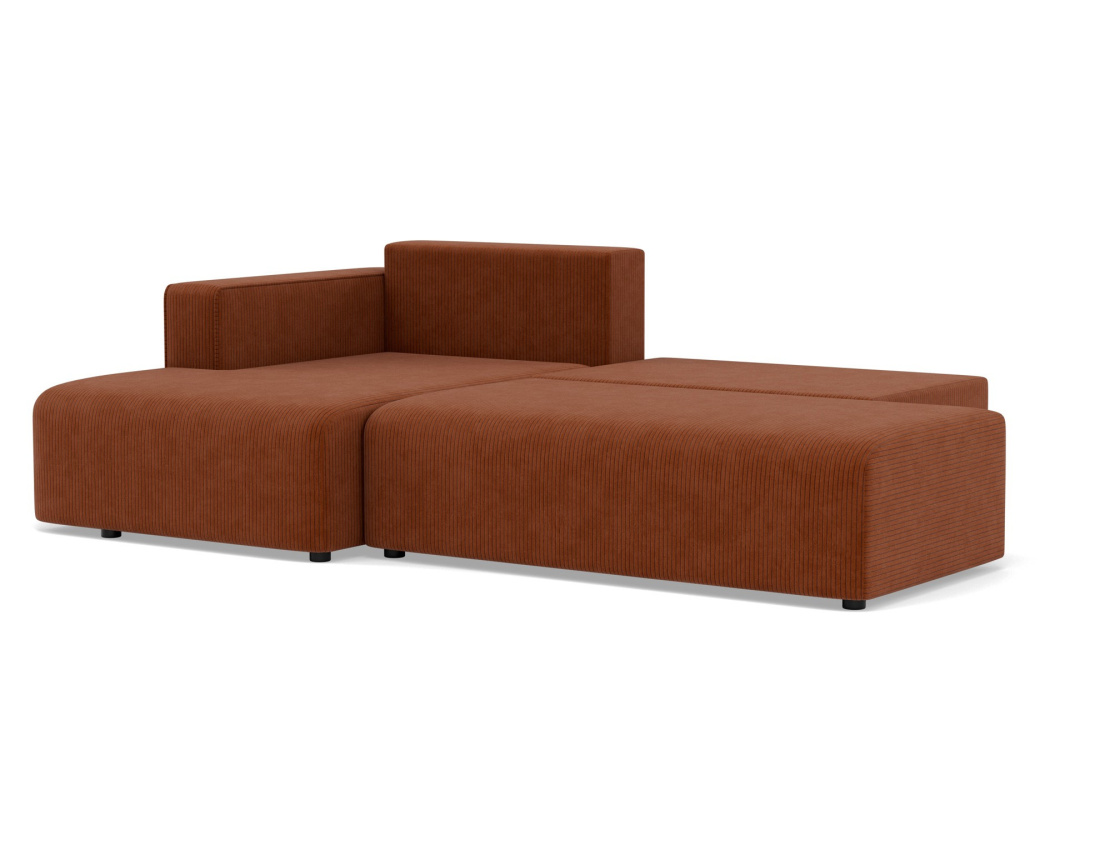 Canapé d'angle gauche 4 places convertible avec coffre sans accoudoir en velours côtelé Topaze