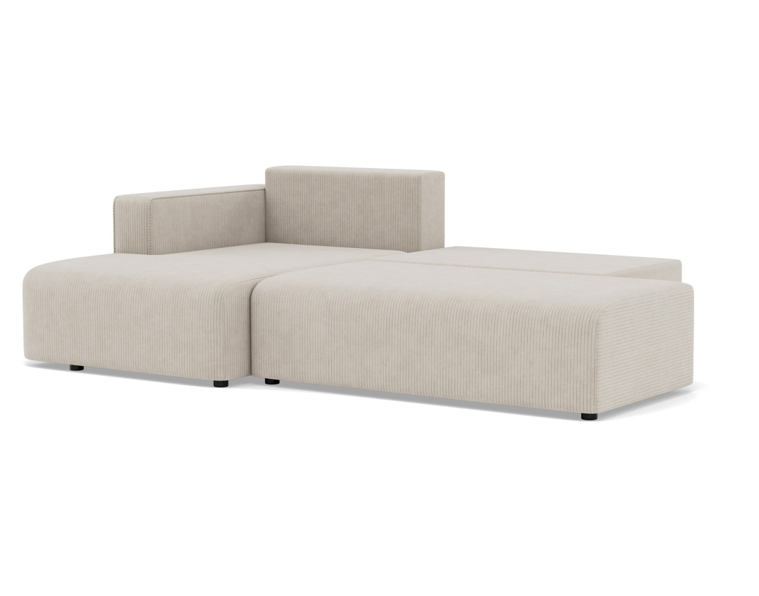 Canapé d'angle gauche 4 places convertible avec coffre sans accoudoir en velours côtelé Topaze