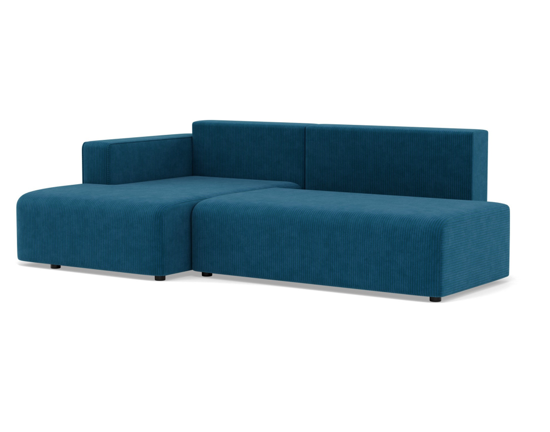 Canapé d'angle gauche 4 places convertible avec coffre sans accoudoir en velours côtelé Topaze