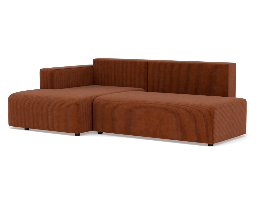 Canapé d'angle gauche 4 places convertible avec coffre sans accoudoir en velours côtelé Topaze