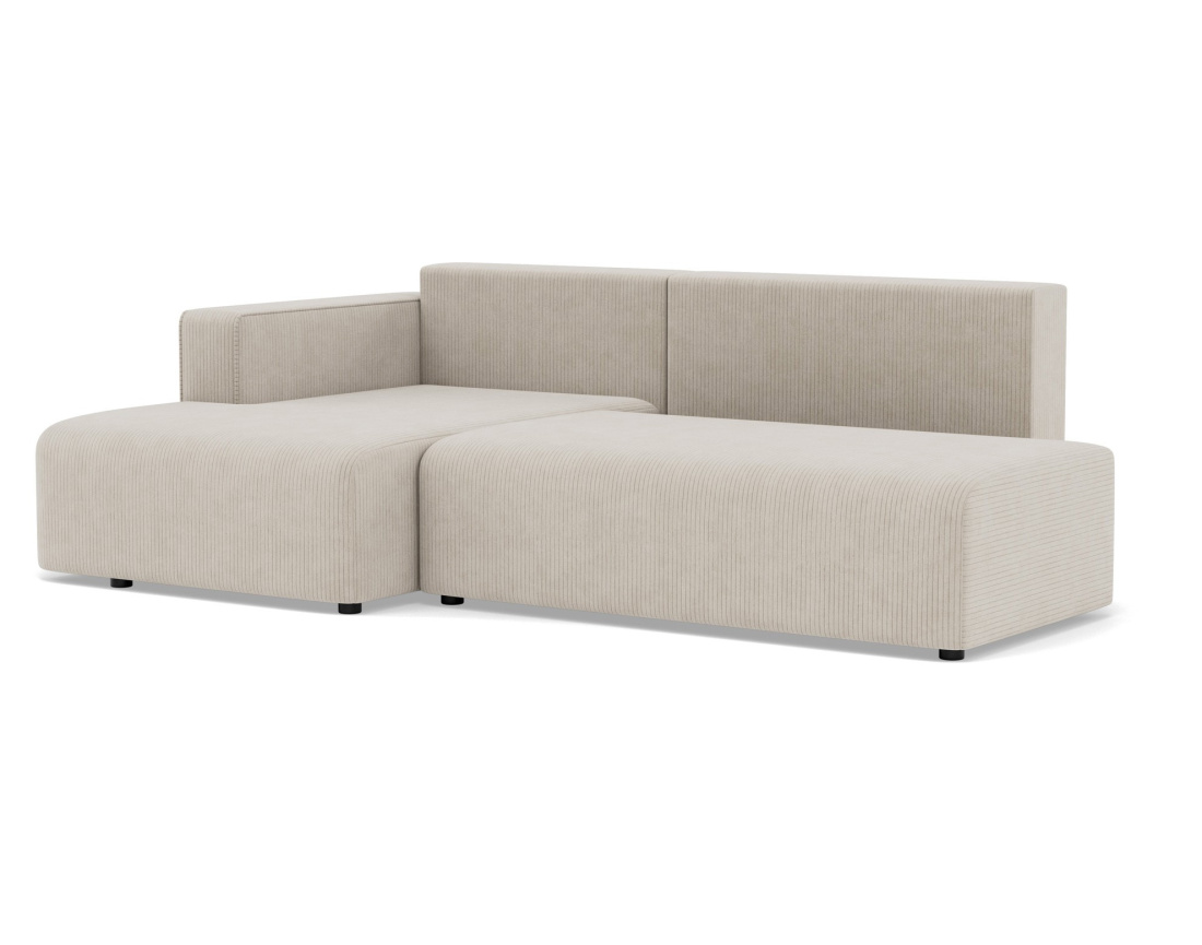 Canapé d'angle gauche 4 places convertible avec coffre sans accoudoir en velours côtelé Topaze