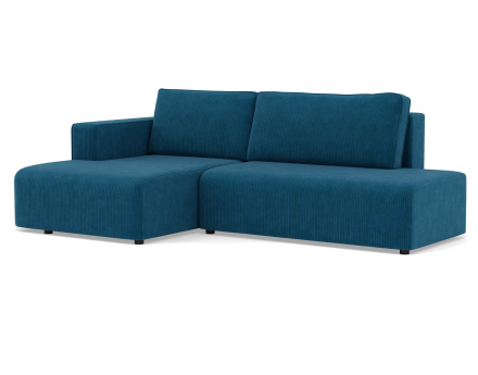 Canapé d'angle gauche 4 places convertible avec coffre sans accoudoir en velours côtelé Topaze