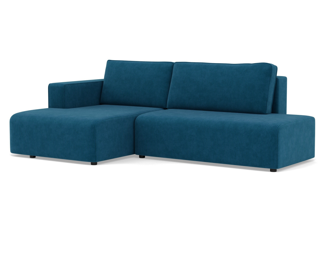 Canapé d'angle gauche 4 places convertible avec coffre sans accoudoir en velours côtelé Topaze