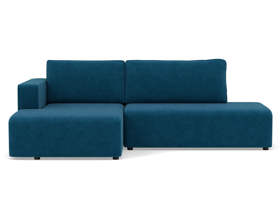 Canapé d'angle gauche 4 places convertible avec coffre sans accoudoir en velours côtelé Topaze