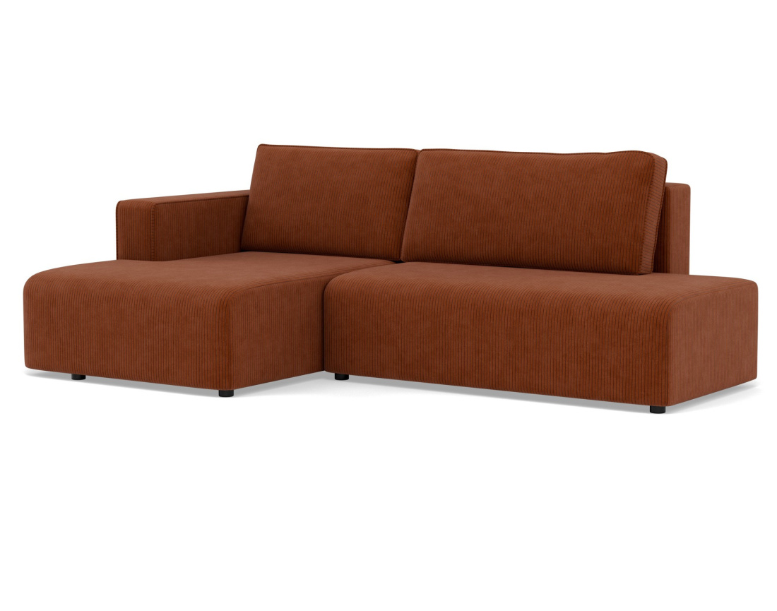 Canapé d'angle gauche 4 places convertible avec coffre sans accoudoir en velours côtelé Topaze