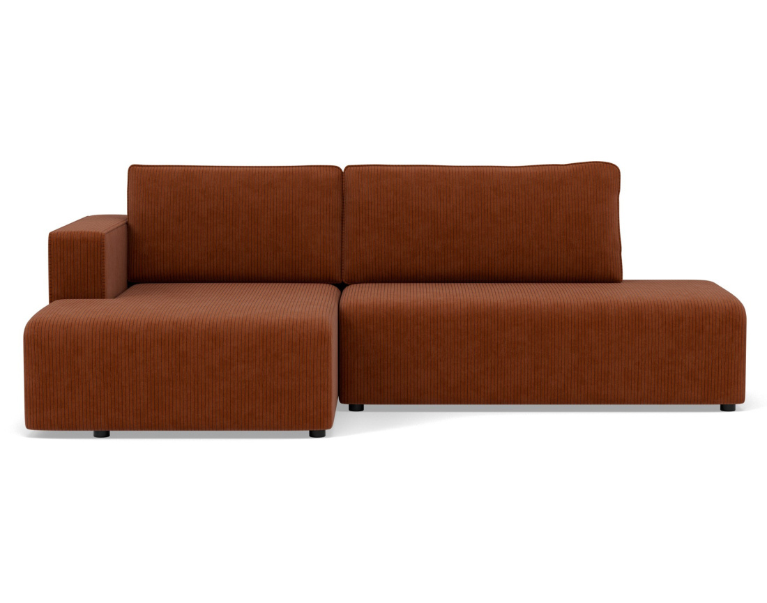 Canapé d'angle gauche 4 places convertible avec coffre sans accoudoir en velours côtelé Topaze