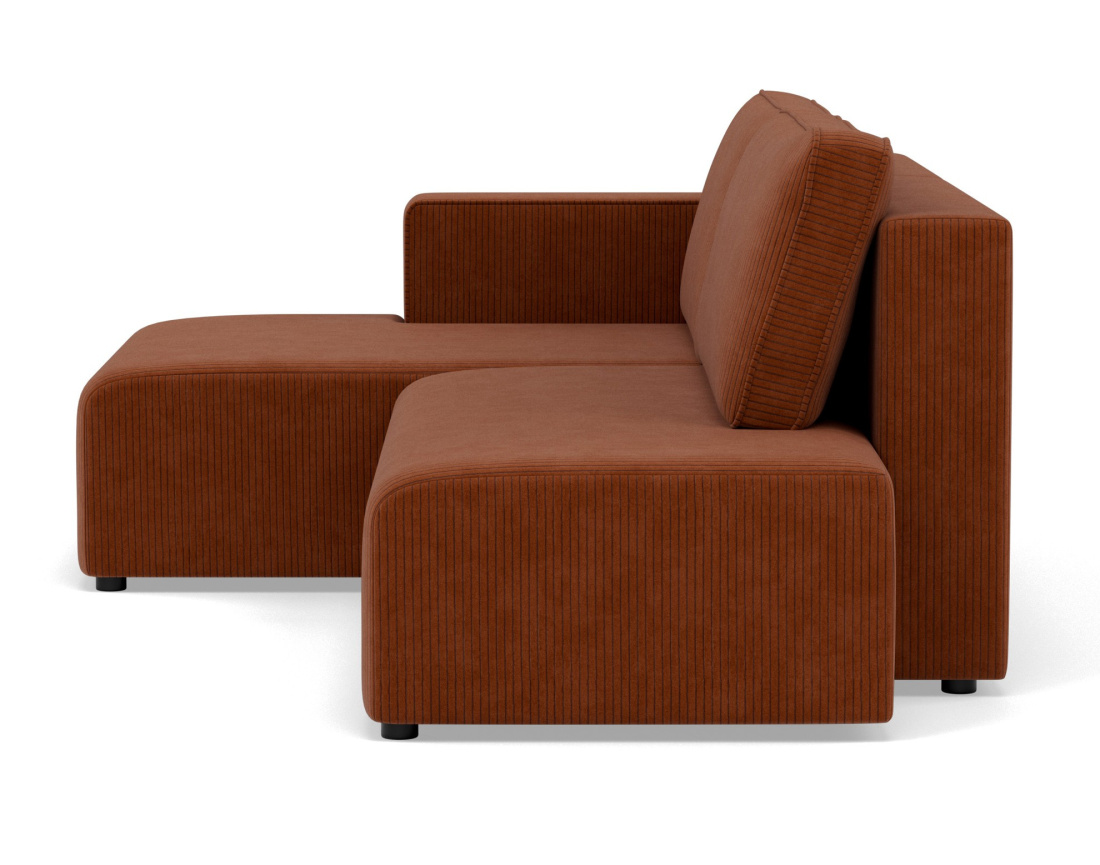 Canapé d'angle gauche 4 places convertible avec coffre sans accoudoir en velours côtelé Topaze