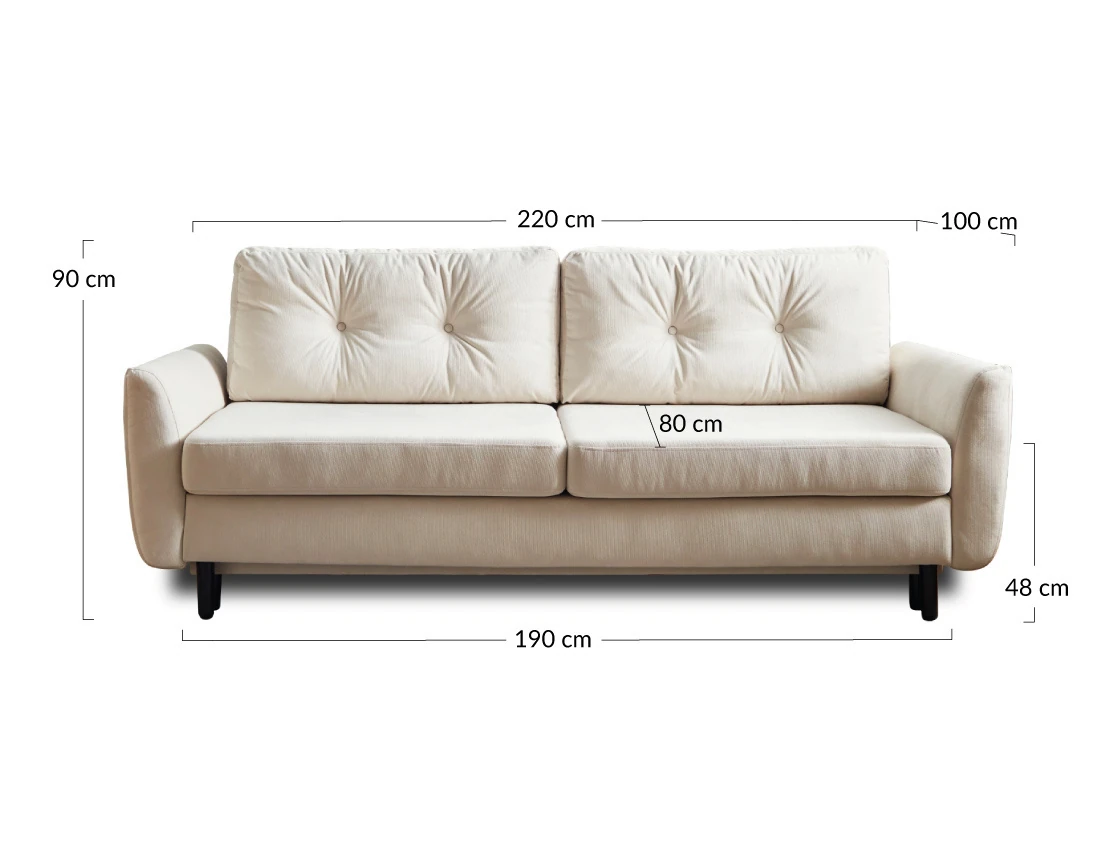 Canapé droit 3 places convertible Pet Friendly Nils - Best Mobilier