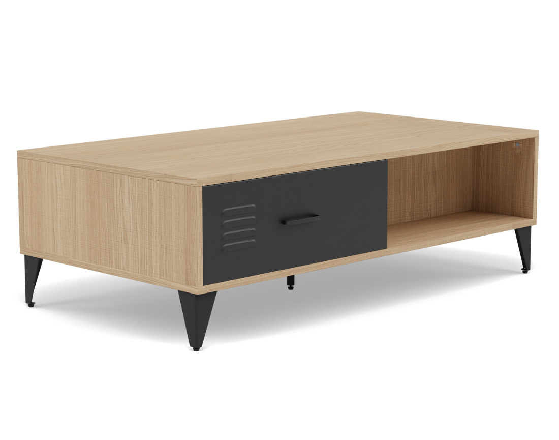 Table basse bois et métal noir 110 cm Tribeca