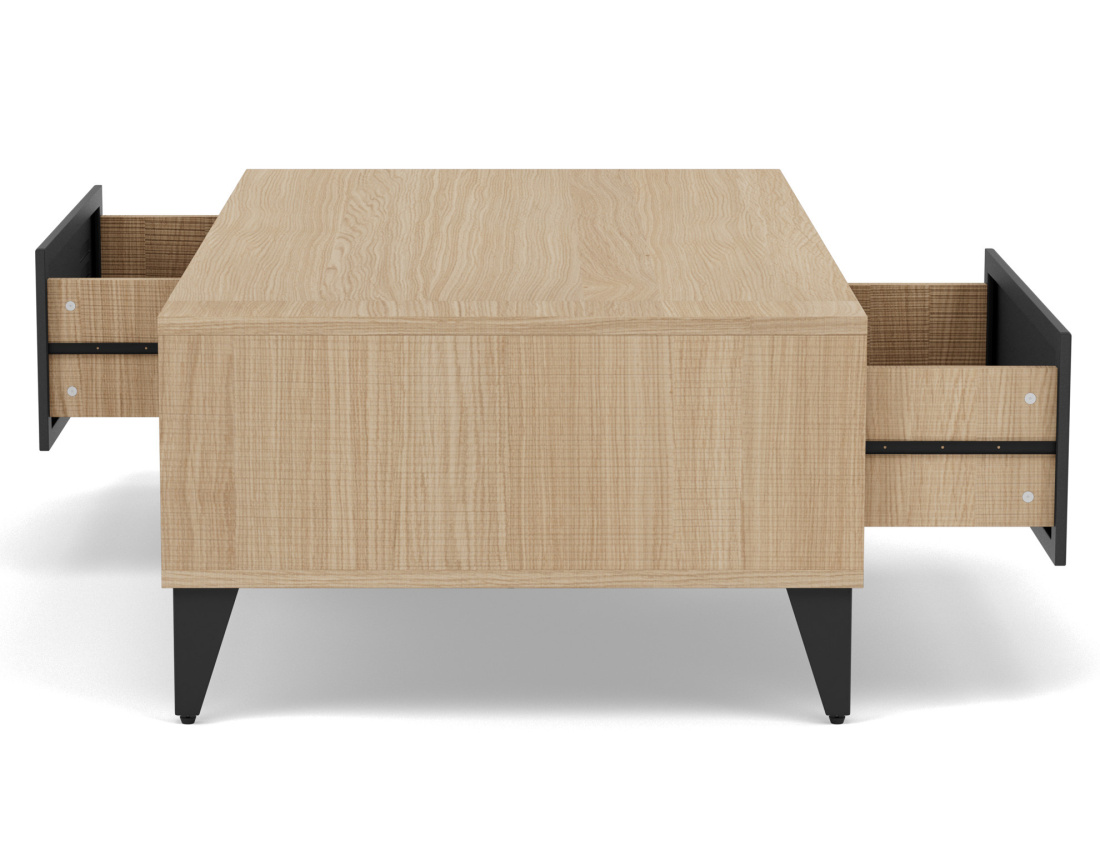 Table basse bois et métal noir 110 cm Tribeca