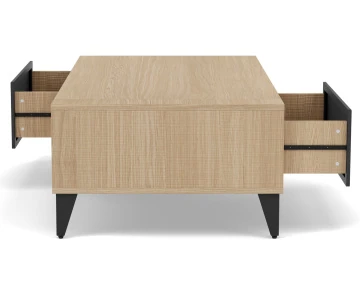 Table basse bois et métal noir 1 tiroir et 1 niche 110 cm Tribeca