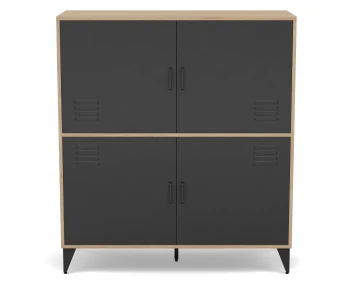 Buffet haut bois et métal noir 2 portes 100x112 cm Tribeca