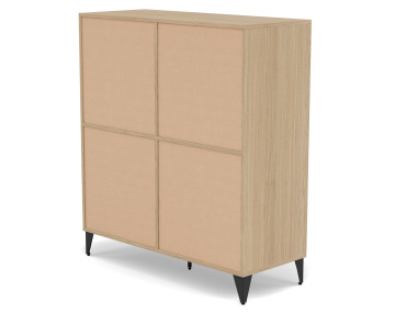 Buffet haut bois et métal noir 2 portes 100x112 cm Tribeca