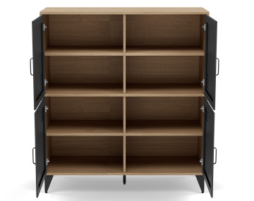 Buffet haut bois et métal noir 2 portes 100x112 cm Tribeca