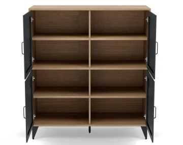 Buffet haut bois et métal noir 2 portes 100x112 cm Tribeca