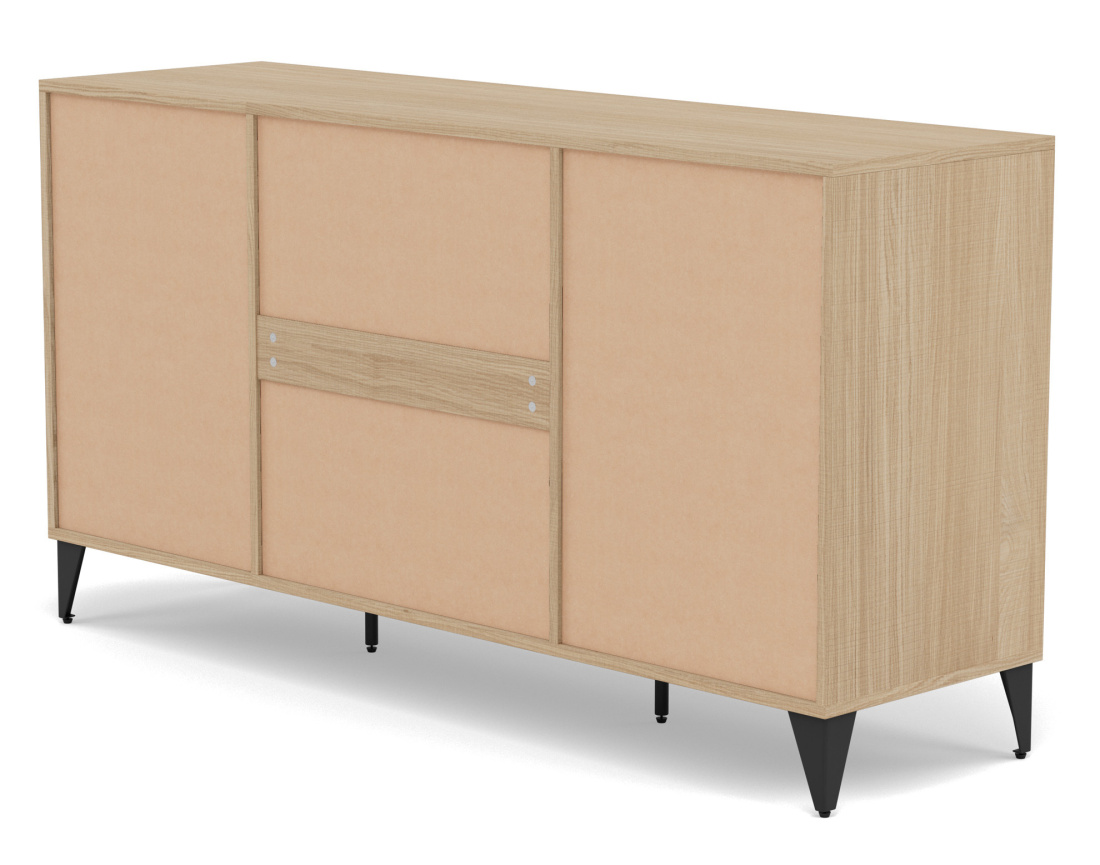 Buffet bas bois et métal noir 3 tiroirs et 2 portes 140 cm Tribeca