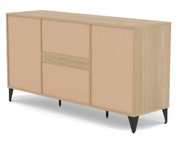Buffet bas bois et métal noir 3 tiroirs et 2 portes 140 cm Tribeca
