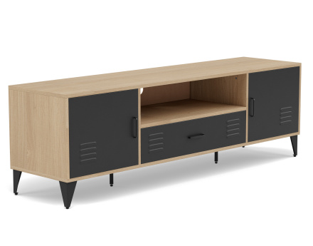 Meuble tv bois et métal noir 160 cm Tribeca
