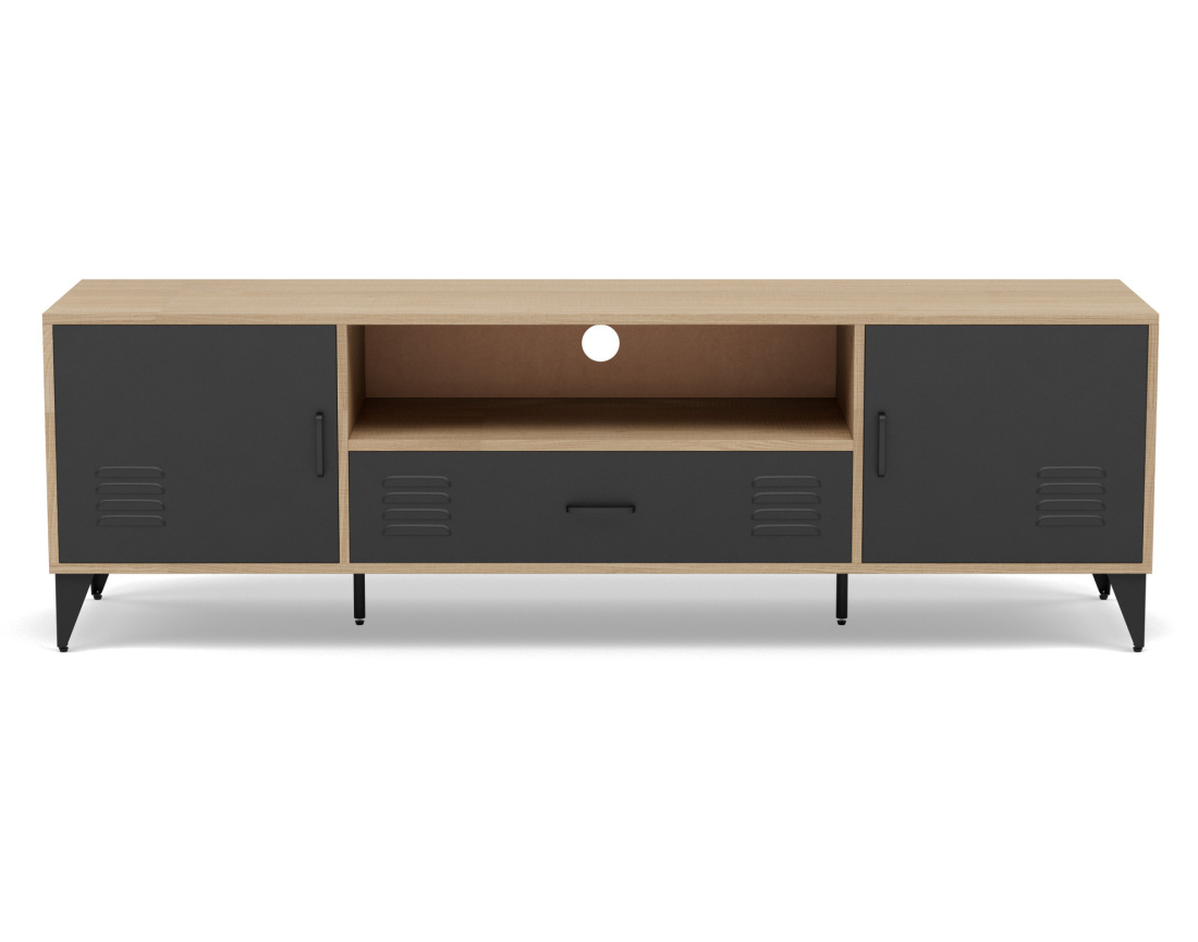 Meuble tv bois et métal noir 160 cm Tribeca