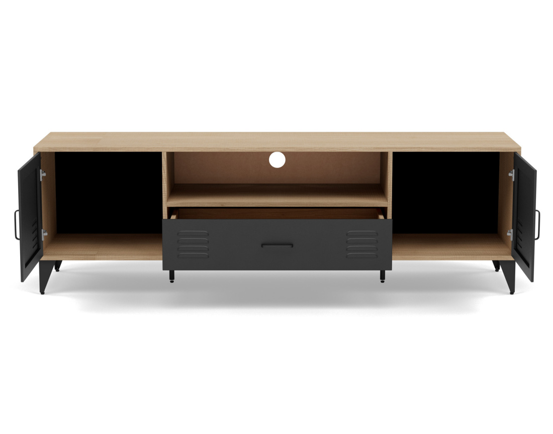 Meuble tv bois et métal noir 160 cm Tribeca