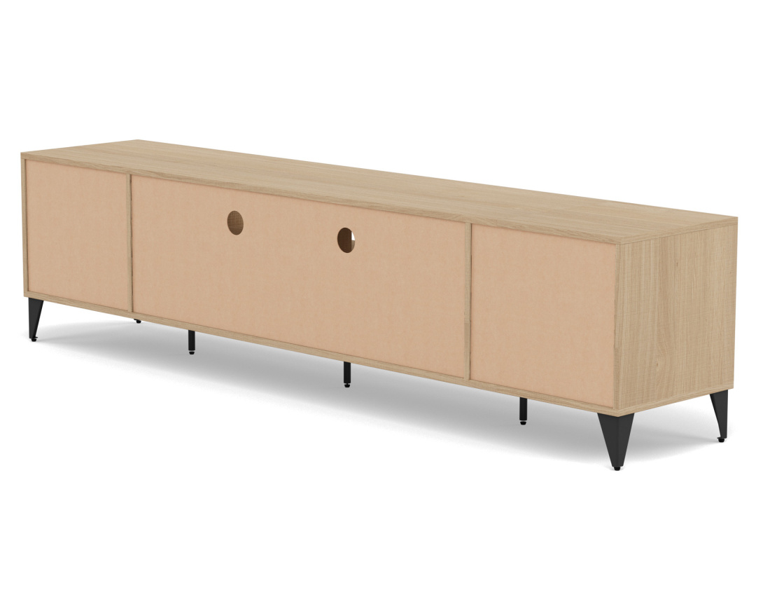 Meuble tv bois et métal noir 200 cm Tribeca