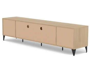 Meuble tv bois et métal noir 2 portes et 2 tiroirs 200 cm Tribeca
