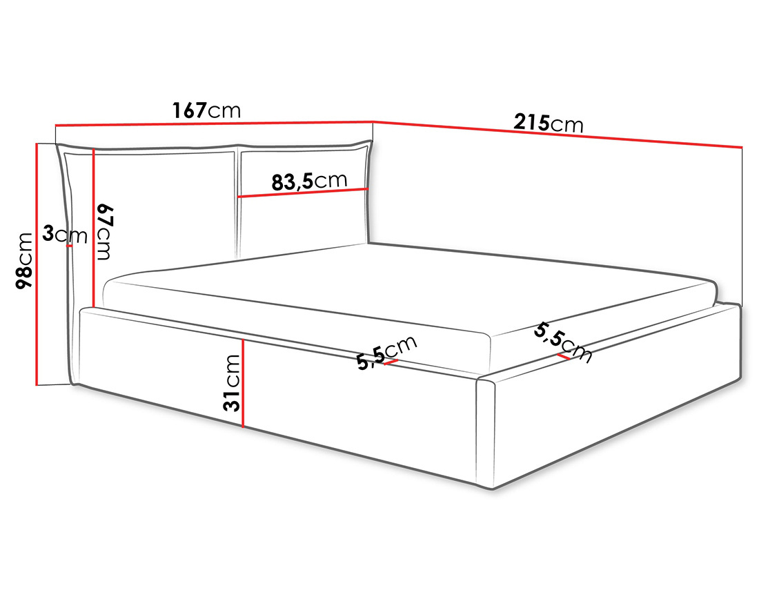 Lit coffre 140x200 cm en velours sommier inclus John