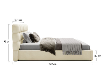 Lit coffre 160x200 cm sommier inclus en tissu bouclette Lotus