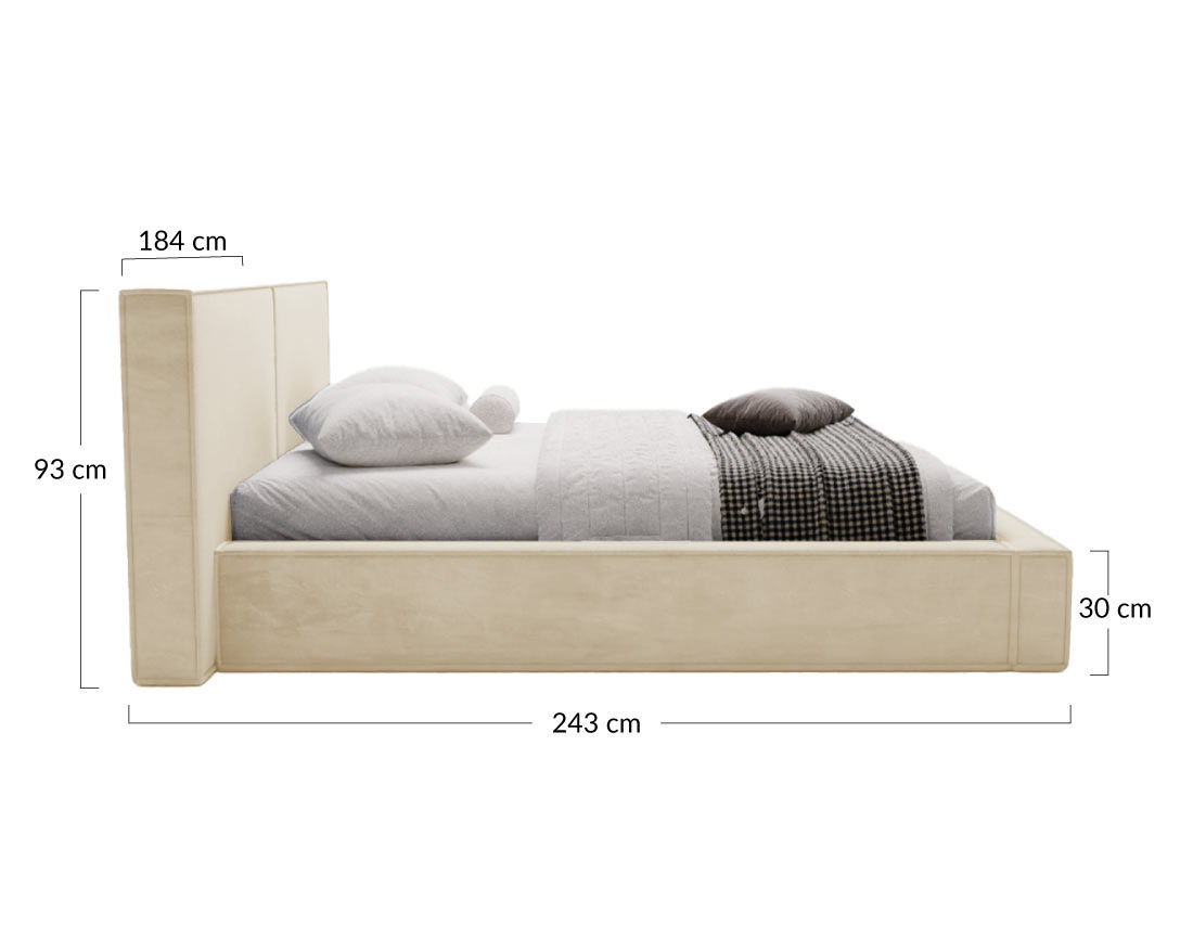 Lit coffre 140x200 cm sommier inclus en velours Eros