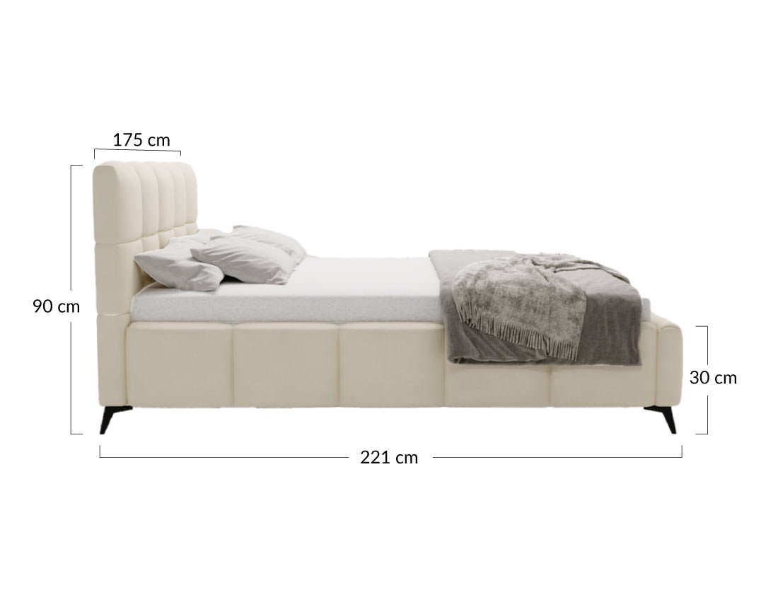 Lit coffre 160x200 cm sommier inclus en tissu bouclette Paulito