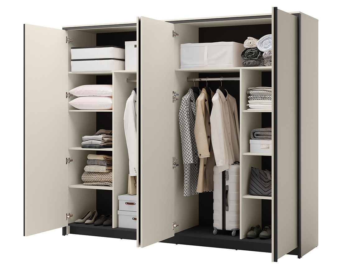 Armoire 4 portes led et miroirs inclus 251x215 cm Kimi