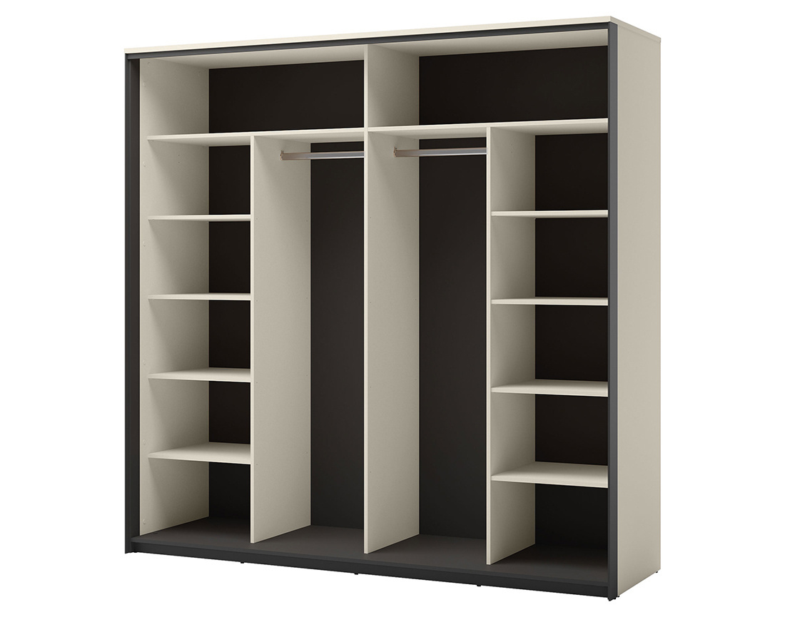 Armoire 2 portes coulissantes led et miroir inclus 220x221 cm Kimi