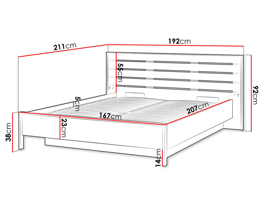 Lit coffre 160x200 cm sommier et port USB inclus Kimi
