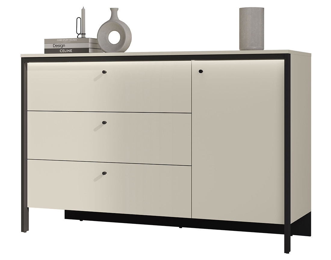 Commode 3 tiroirs et 1 porte led inclus Kimi