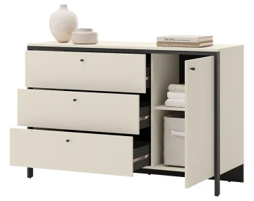 Commode 3 tiroirs et 1 porte led inclus Kimi