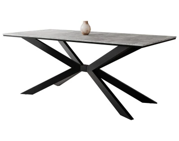 Table à manger plateau effet béton pieds en métal 4 à 8 personnes Casey